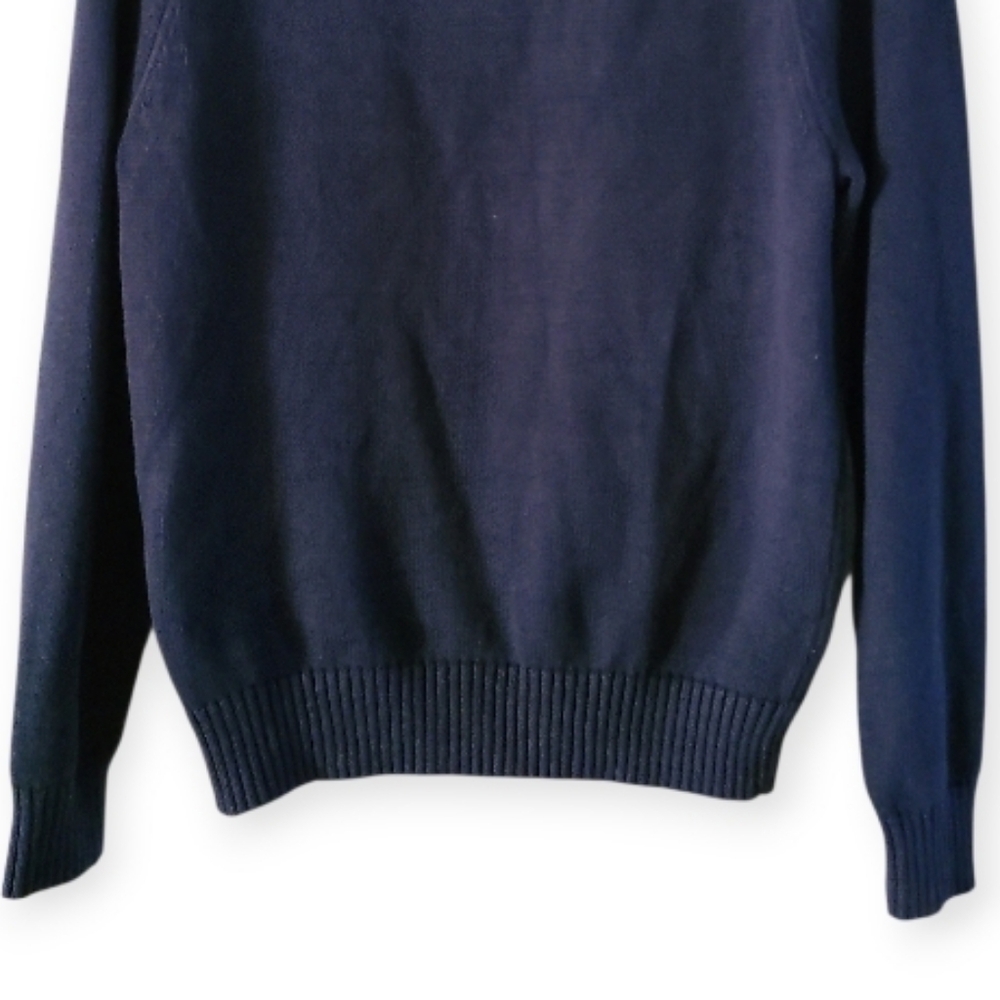 J. Crew Hand Knit Crewneck Sweater Navy Blue Fishermans 100% Cotton - Picture 13 of 17